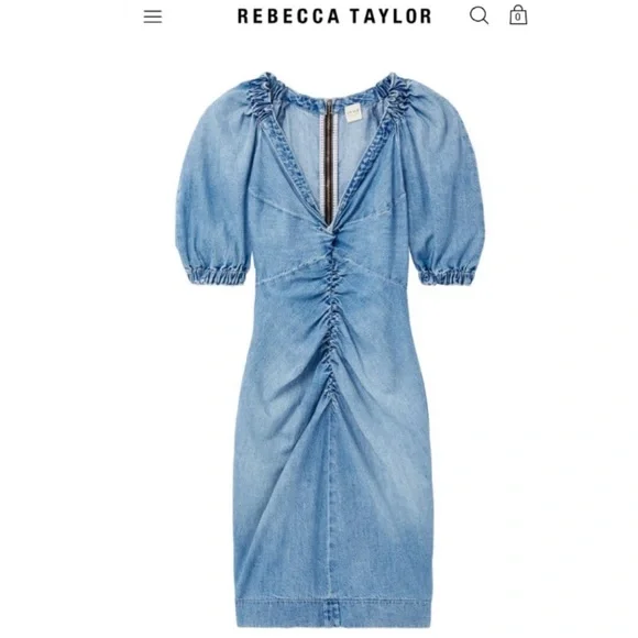 NWT La Vie Rebecca Taylor Drapey Denim Dress - Picture 3 of 6